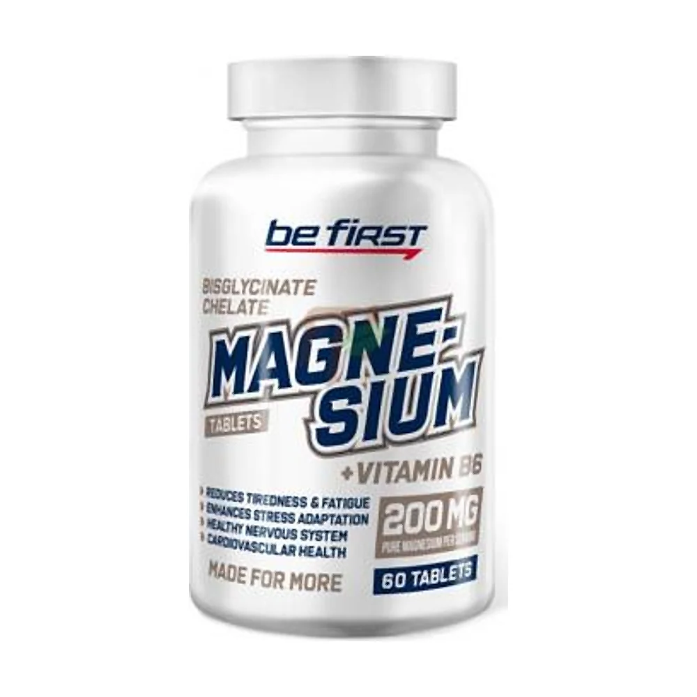 Минерал Be First Magnesium bisglycinate chelate (200мг) + B6 (1,5мг) 60 таб